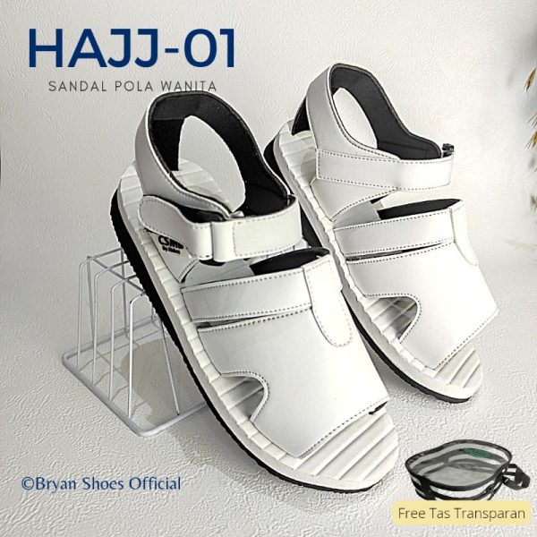 BRYAN Hajj-01 Sepatu Sandal Haji Umroh Putih Size 36-43 (Pola Wanita)