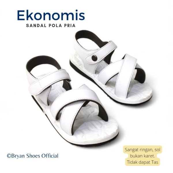 BRYAN Sandal Ekonomis Hotel/ lantai untuk Haji Umrah Model Silang Putih Ekonomis Sangat Ringan